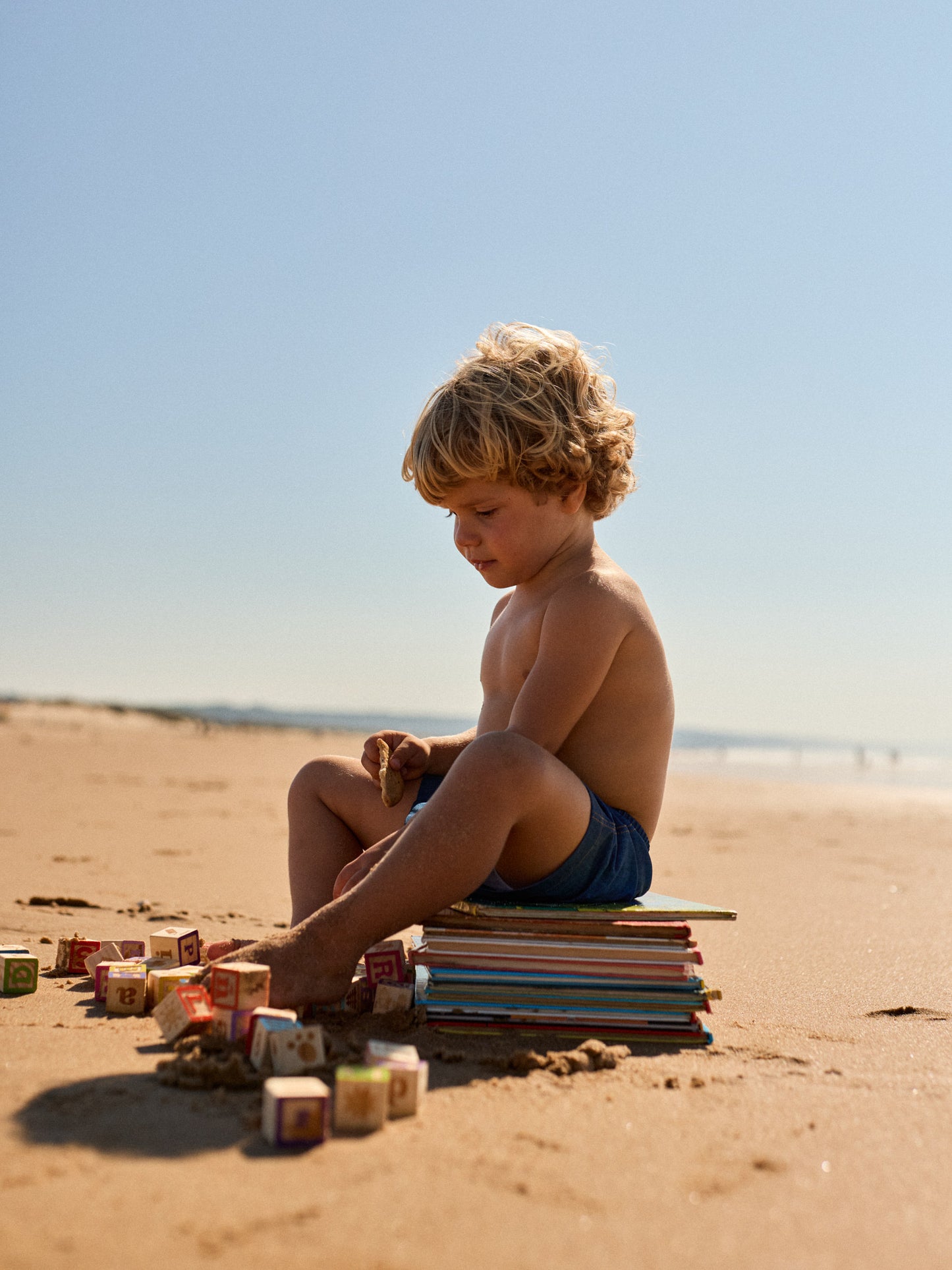 PRINCIPEZINHO KIDS SWIM SHORTS | BLUE DENIM