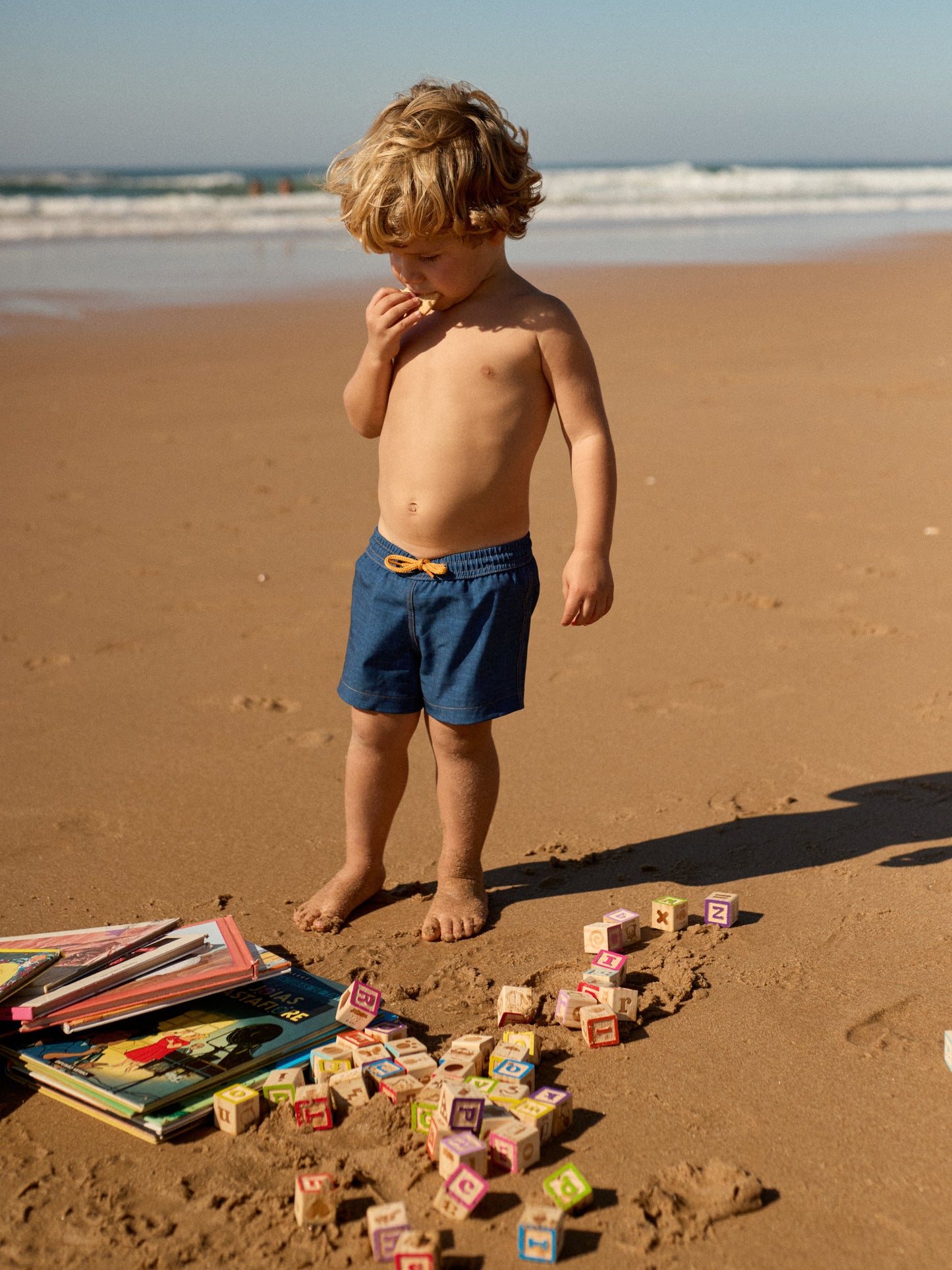 PRINCIPEZINHO KIDS SWIM SHORTS | BLUE DENIM