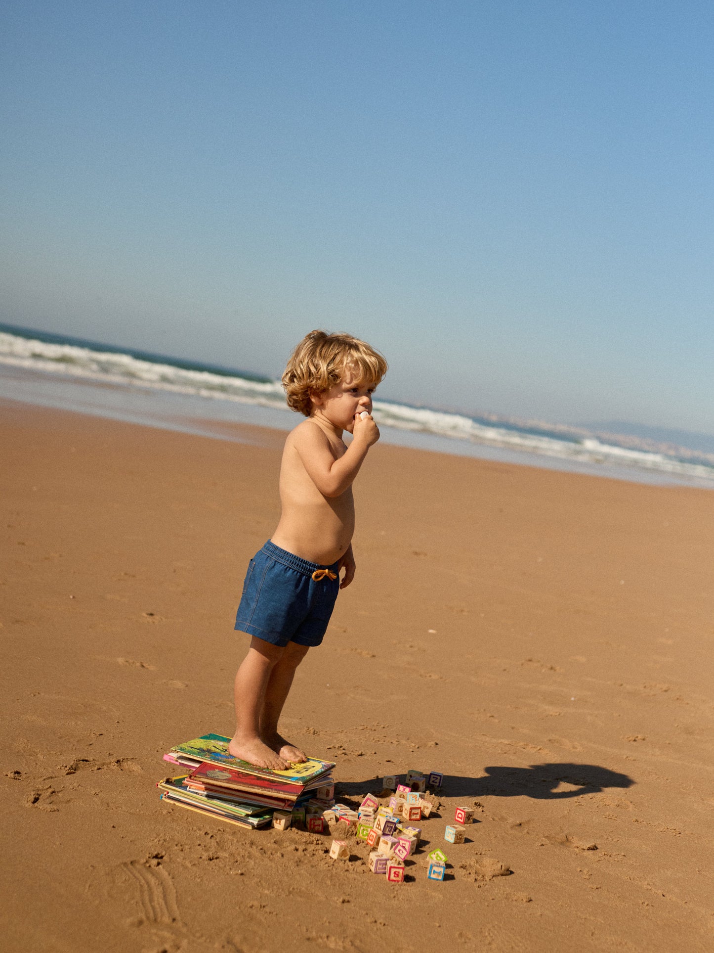 PRINCIPEZINHO KIDS SWIM SHORTS | BLUE DENIM