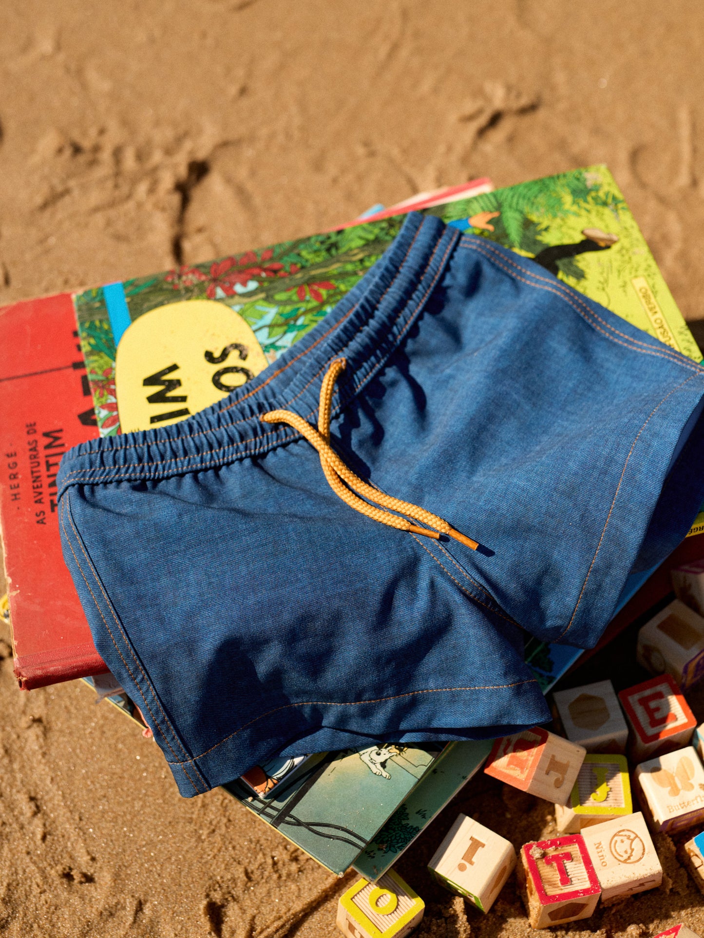 PRINCIPEZINHO KIDS SWIM SHORTS | BLUE DENIM