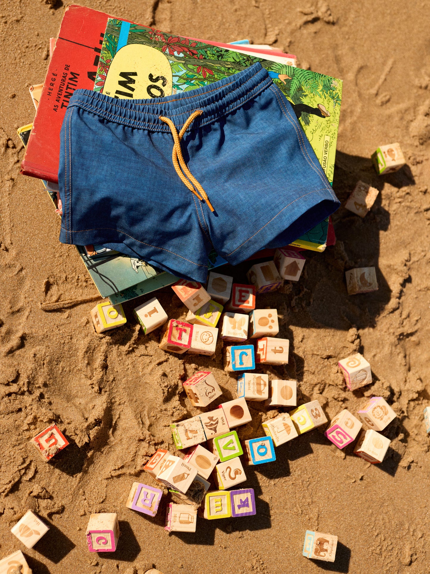 PRINCIPEZINHO KIDS SWIM SHORTS | BLUE DENIM