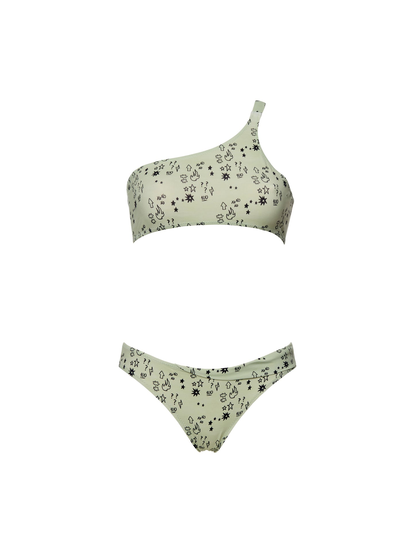 GOOD 4 U ONE-SHOULDER TEEN BIKINI | GREEN TATTOOS