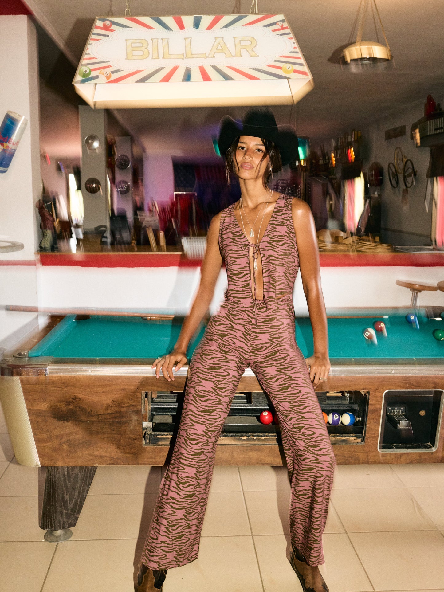 BUCKAROO JUMPSUIT | DARK ROSE ZEBRA
