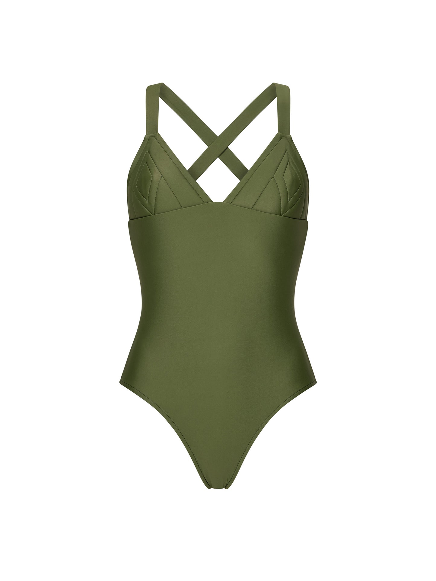 SOPHOMORE V-NECK PADDED SWIMSUIT | MOSS GREEN