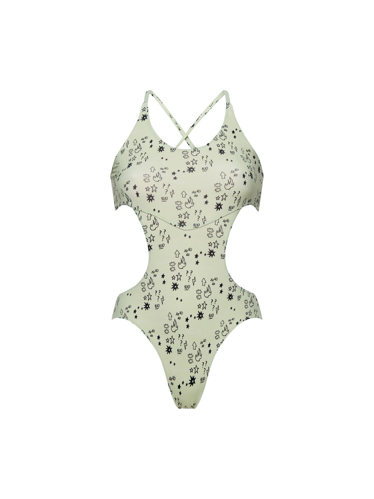 REPUTATION CUT-OUT TEEN TRIKINI | GREEN TATTOOS