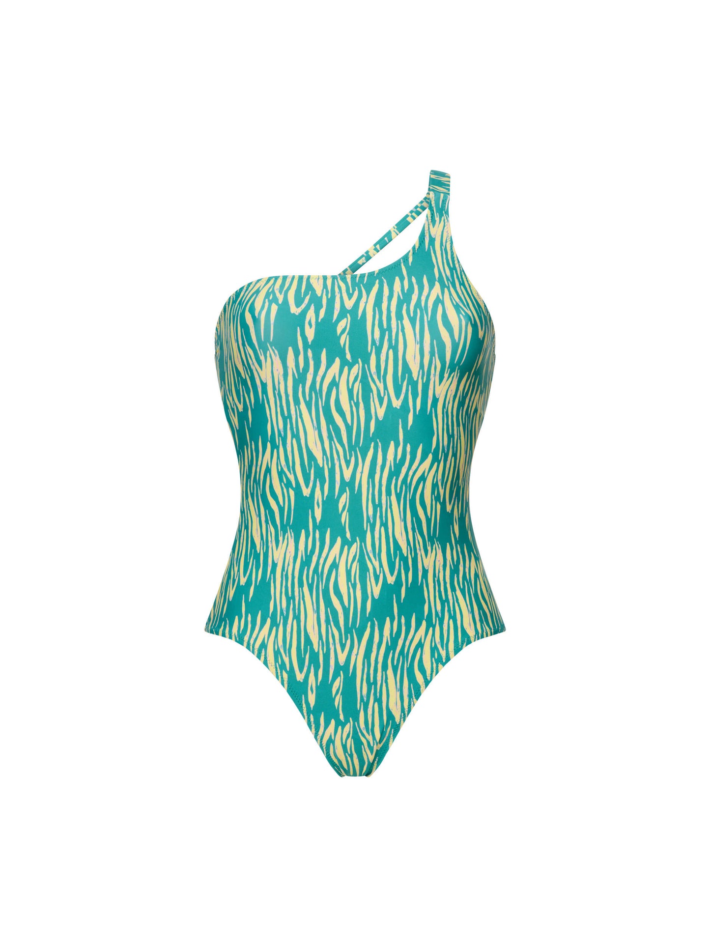 SOUR ONE-SHOULDER TEEN SWIMSUIT | LEMONADE ZEBRA